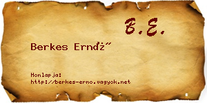 Berkes Ernő névjegykártya